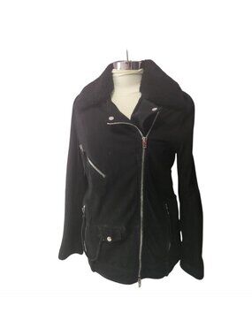 The Kooples Sheepskin Motorcycle style jacket size small black Women's